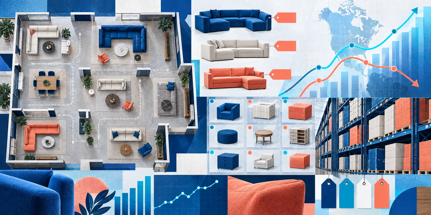 Editorial illustration for North America Furniture Retail Intelligence